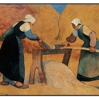 Breton women scutching flax