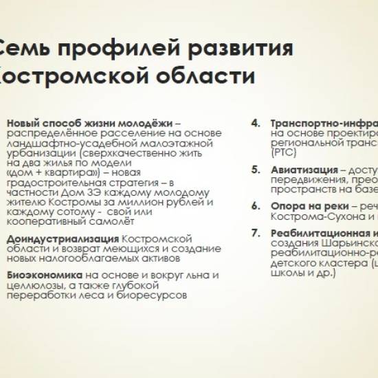 Профили развития Костромской области